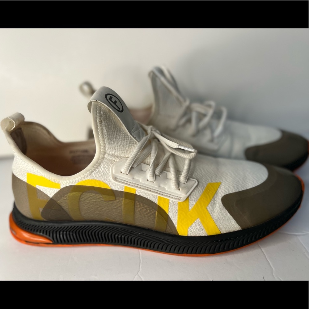 FCUK french connection mens sneakers shoes  Orange White Sport Sock Slipon Yeezy